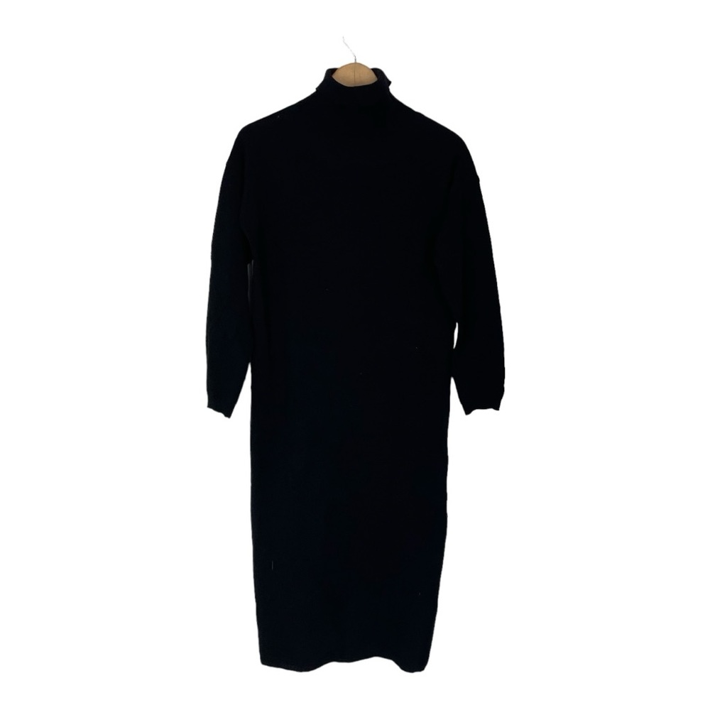 8 BY YOOX Black Long Sleeve Midi‎ Knit Dress Size S/M